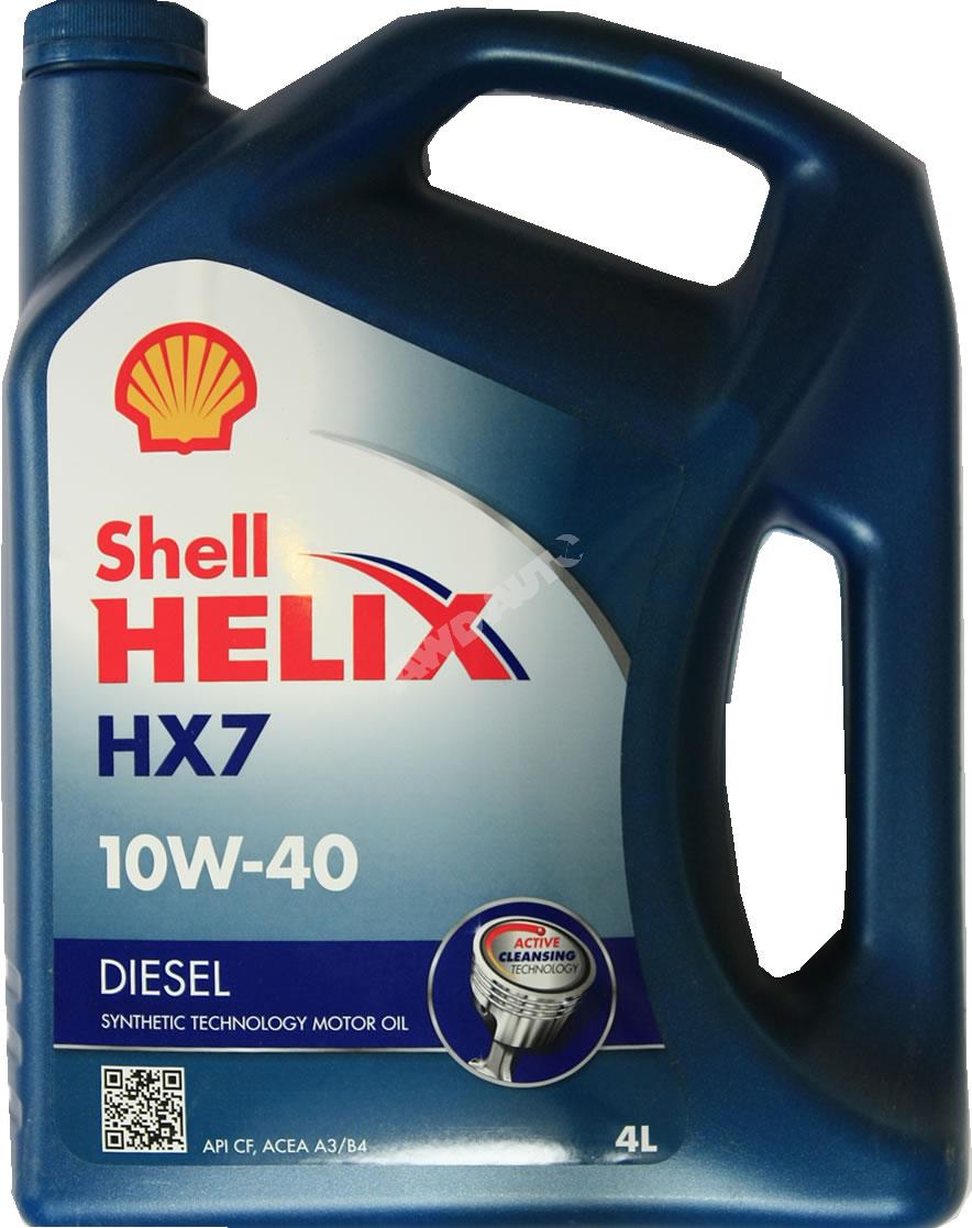 Масло моторное полусинтетическое - SHELL 10W40 HELIX DIESEL HX7 4л